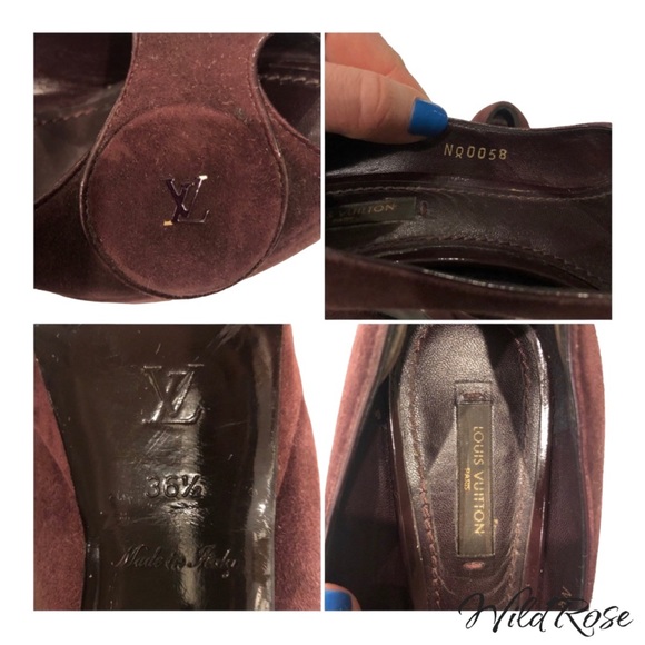 LOUIS VUITTON Aubergine Purple Suede Chelsea Peep-Toe Pumps Size 36.5 - Picture 13 of 16